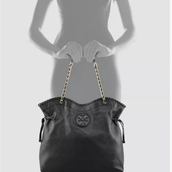 Tory Burch Marion Black Pebbled Leather Whipstitch Tote MSRP $595 Now $103 - Picture 13 of 15